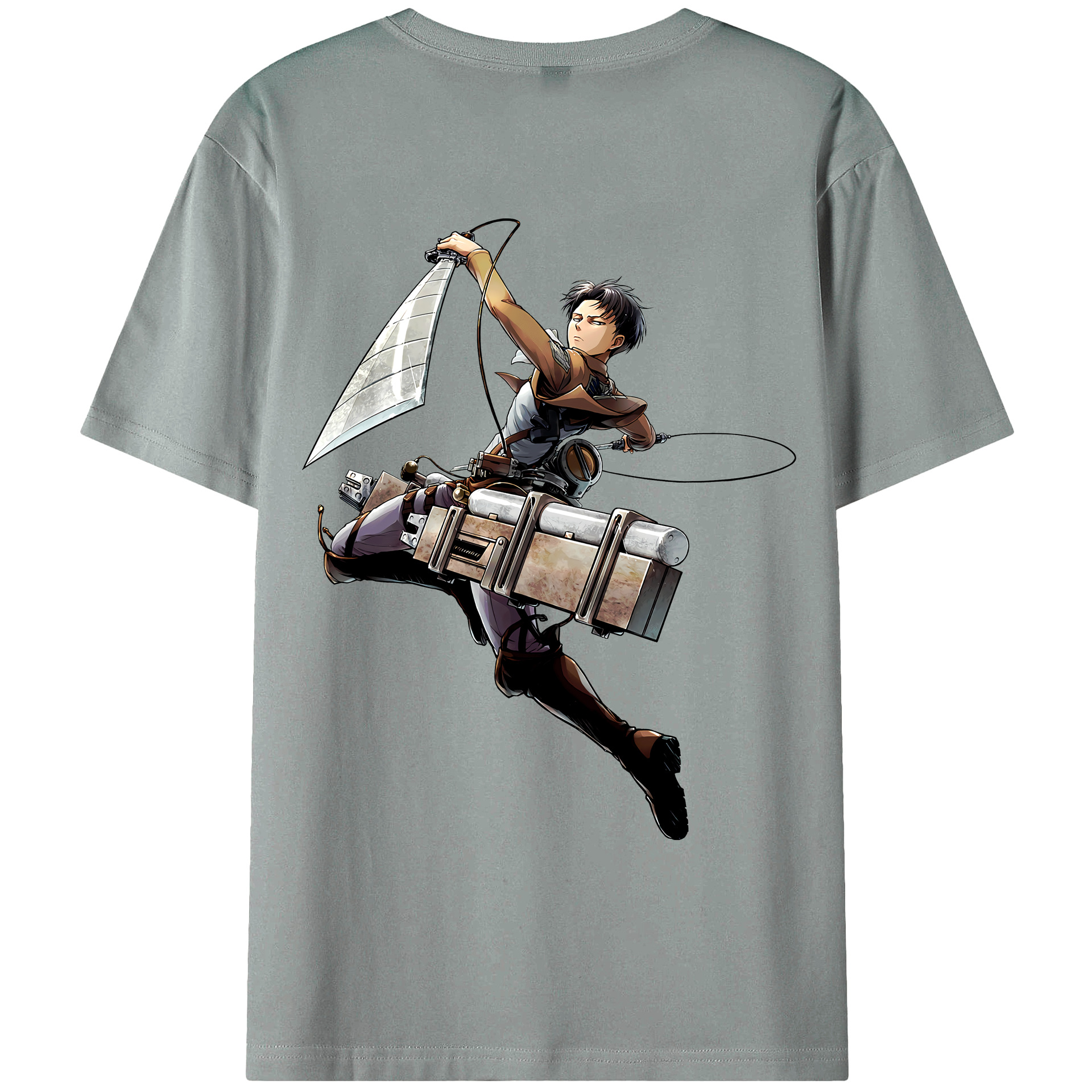 （画像用） 進撃の巨人 リヴァイ·アッカーマン Attack on Titan Levi Ackerman 綿100％ メンズ半袖Tシャツ（バックプリント） 通気性